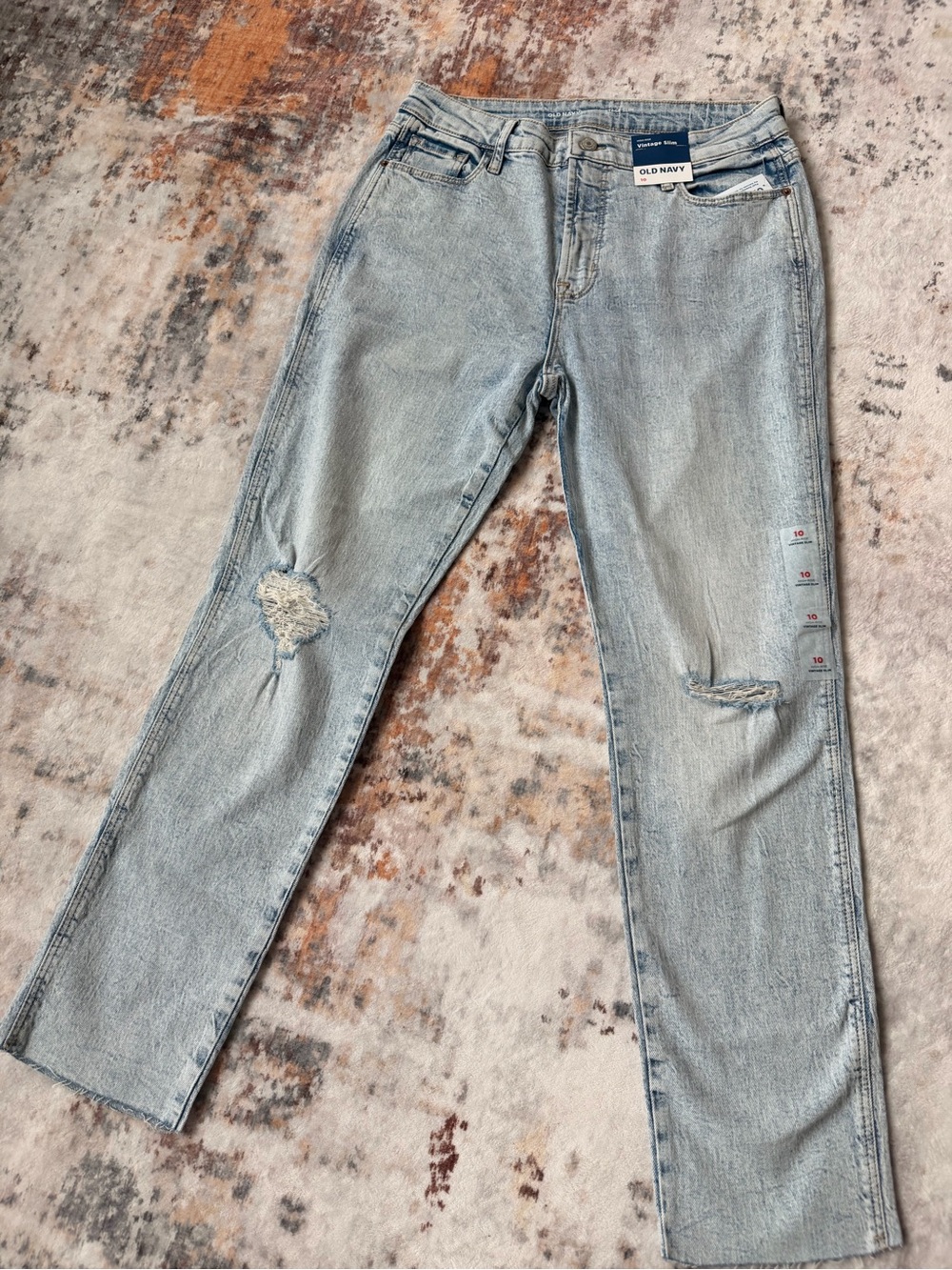 Old Navy Vintage Light Blue Straight-Leg Distressed Women’s Jeans